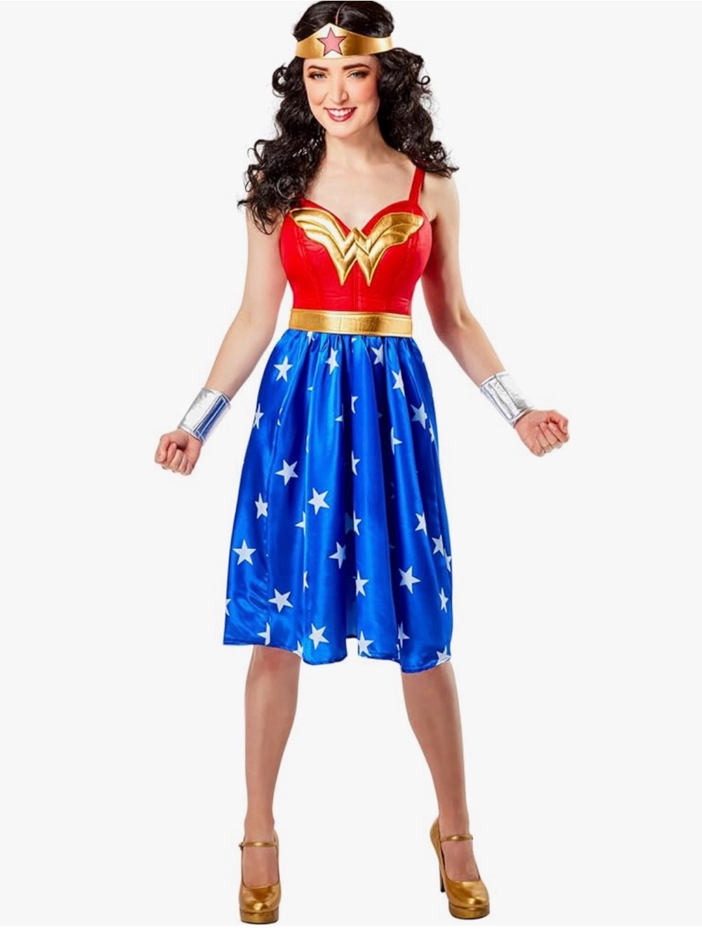 Wonder-Inspired Women’s Costume Dress in Red, Blue & Gold